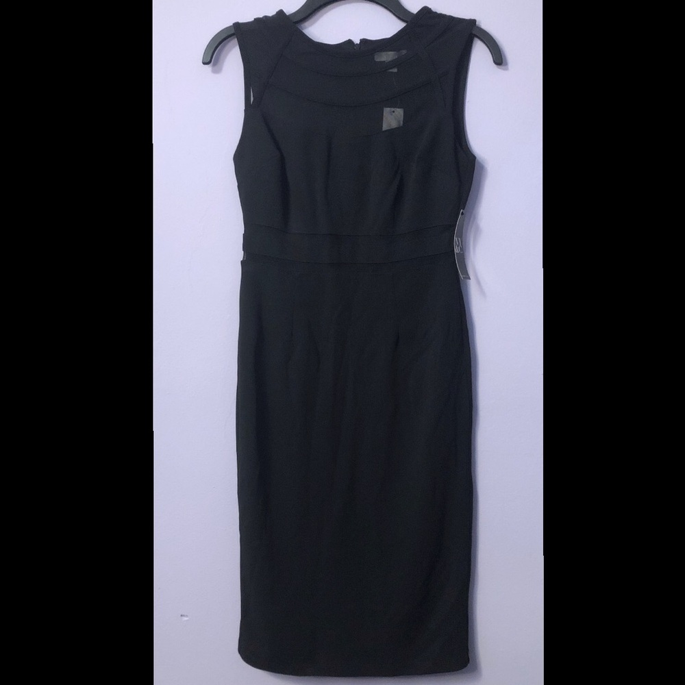 New York & Company Black Sleeveless Midi Sheath Dress